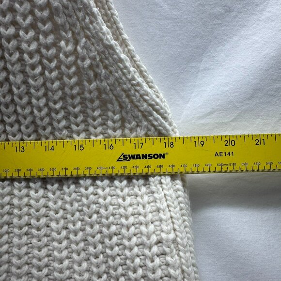 H&M Sweater Vest Womens S Cream Turtleneck Chunky Oversized Preppy Fisherman - Picture 6 of 8